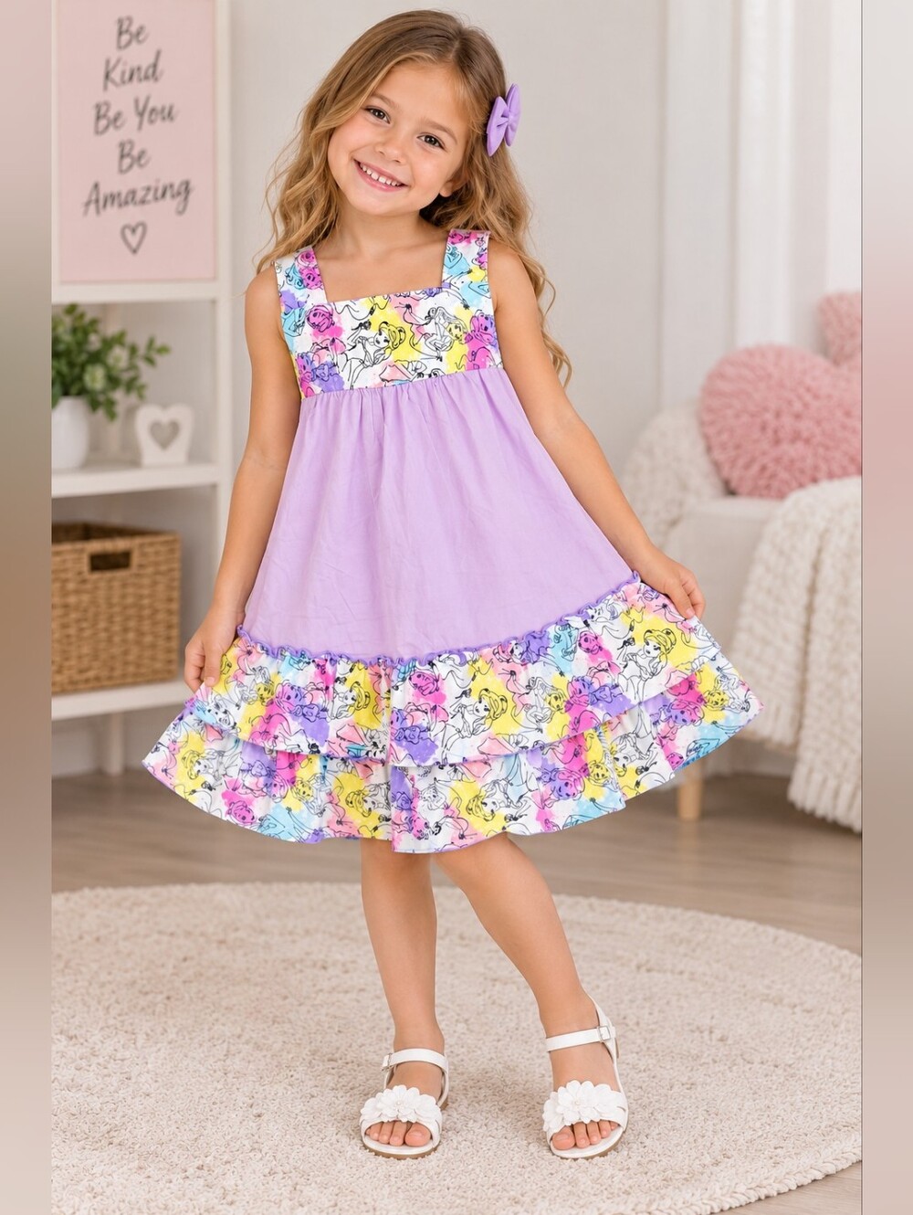 Handmade Girls Lavender Princess Sundress Size Medium